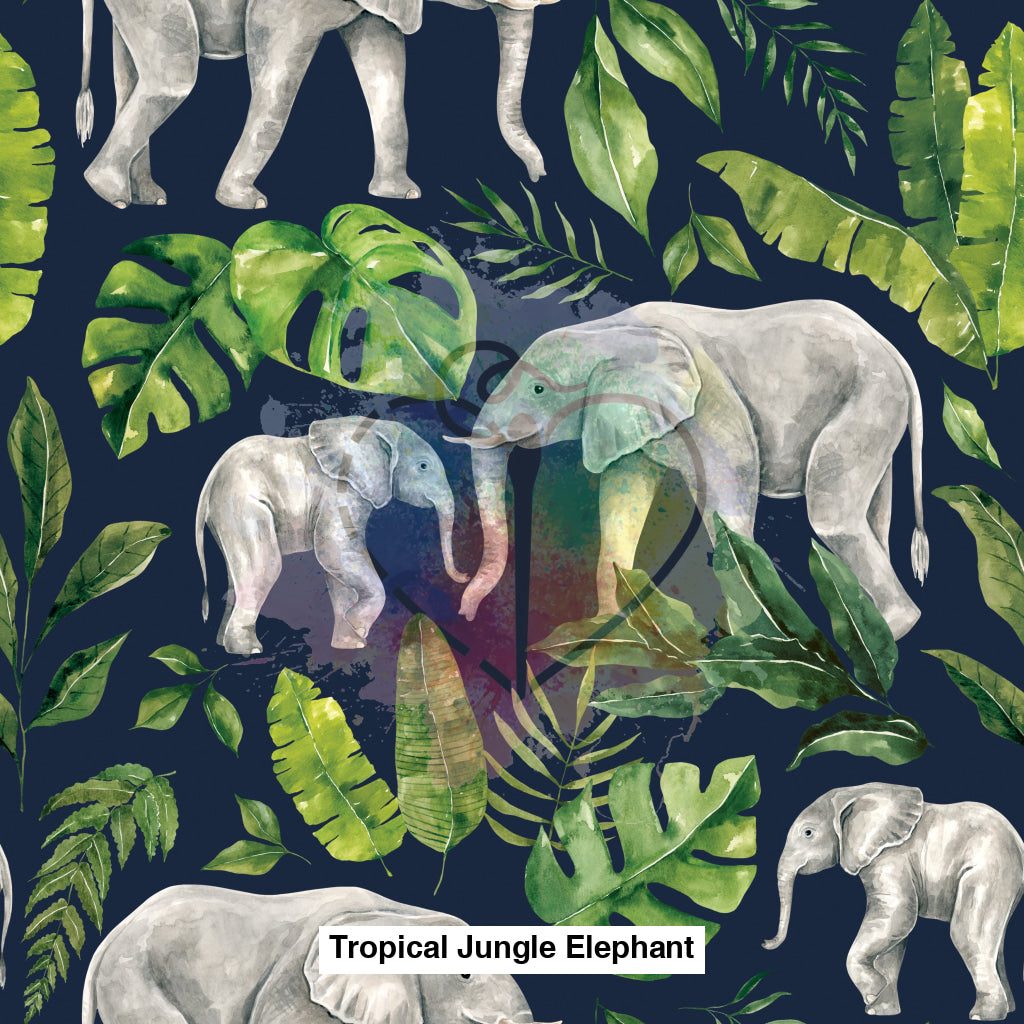 Tropical Jungle Elephant Foliage Navy Blue Lfs Catalog