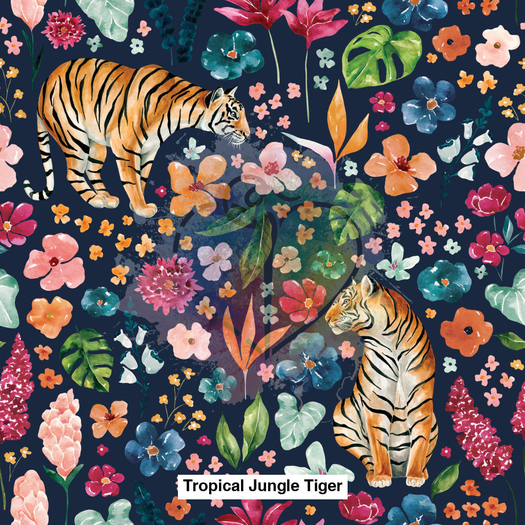 Tropical Jungle Tiger Floral Navy Blue Lfs Catalog