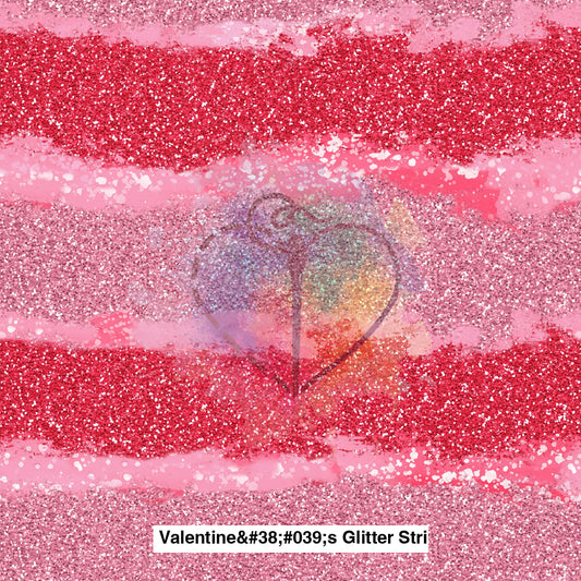 Valentines Glitter Stripes Fabric Fabrics