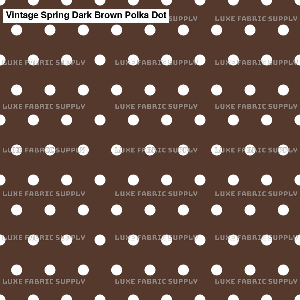 Vintage Spring Dark Brown Polka Dot Fabric