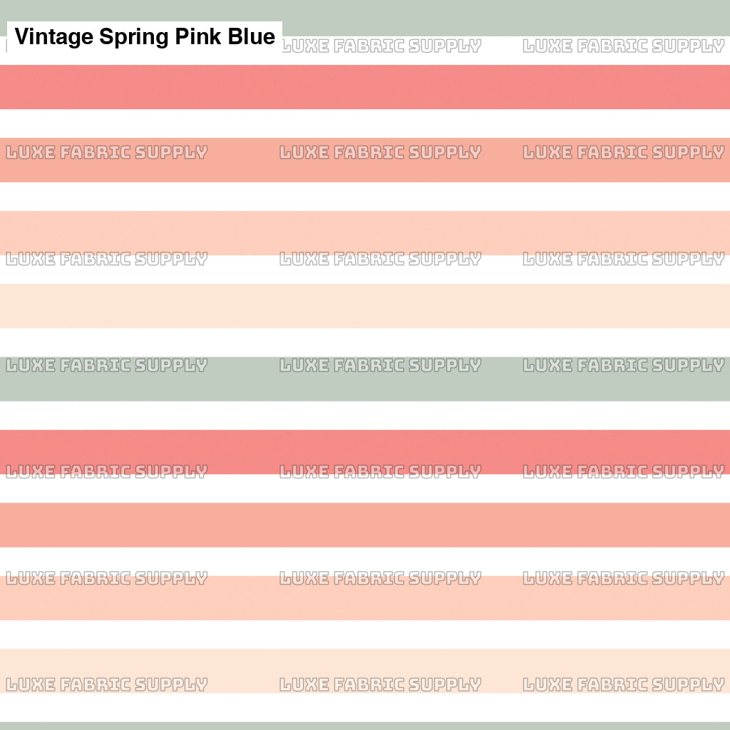 Vintage Spring Pink Blue Fabric