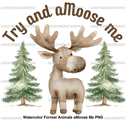 Watercolor Forrest Animals Amoose Me Png Panel