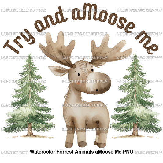 Watercolor Forrest Animals Amoose Me Png Panel