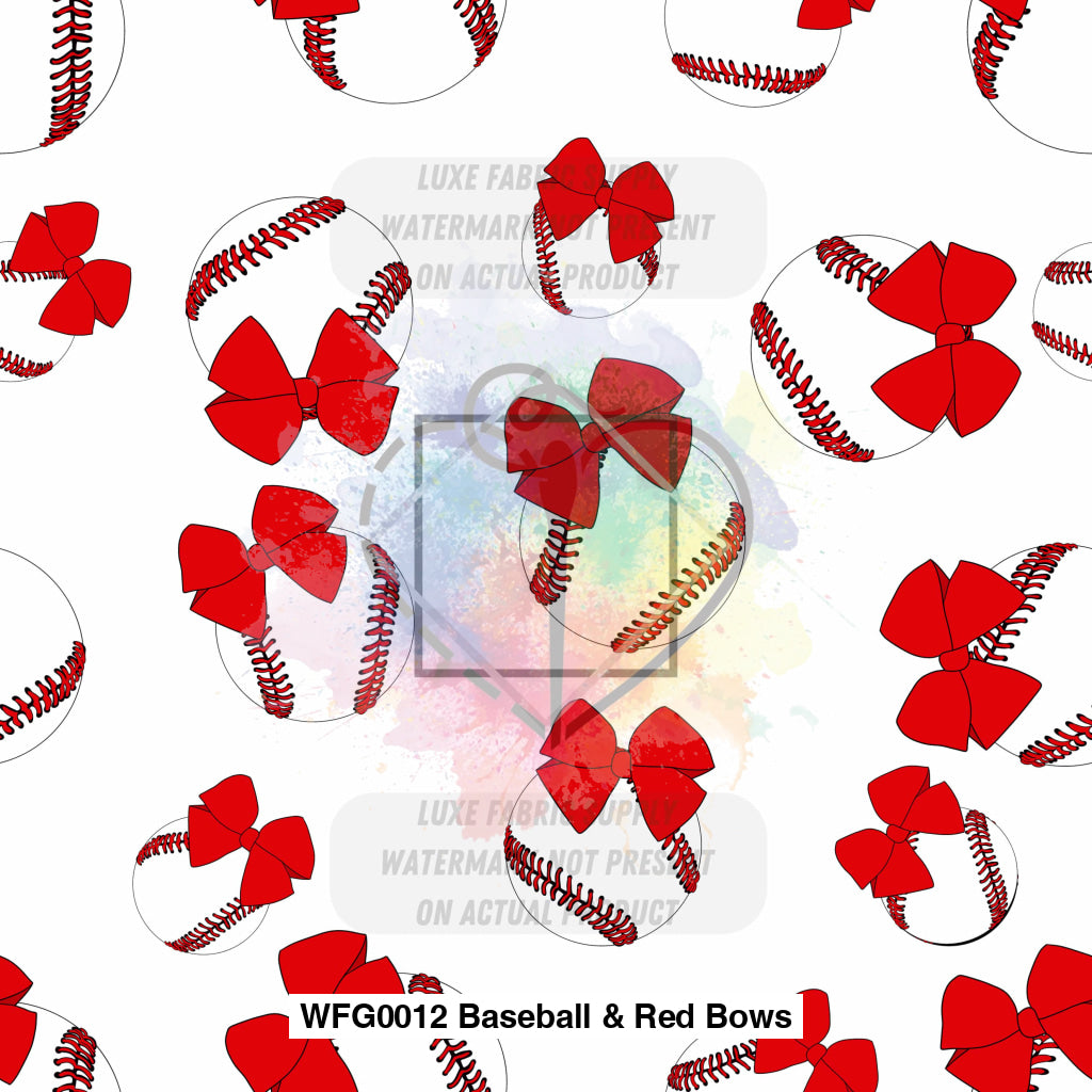 Wfg0012 Baseball & Red Bows Fabric