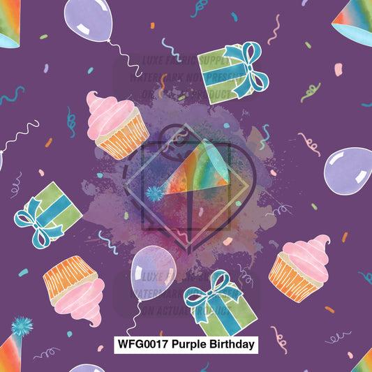 Wfg0017 Purple Birthday Fabric