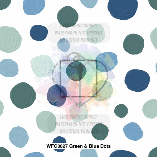 Wfg0027 Green & Blue Dots Fabric