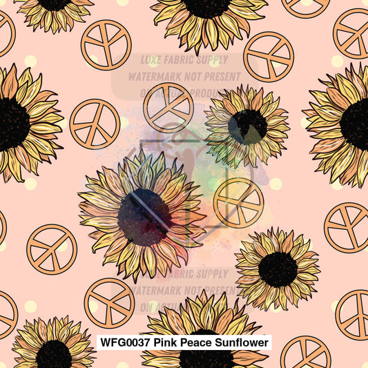 Wfg0037 Pink Peace Sunflower Fabric