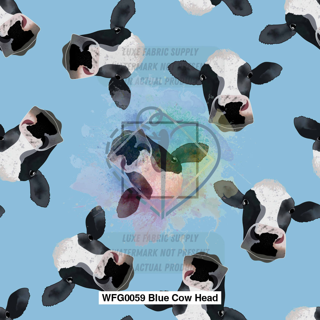 Wfg0059 Blue Cow Head Fabric