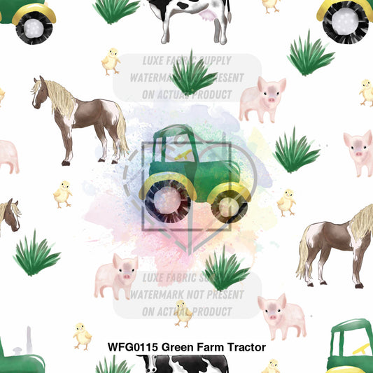 Wfg0115 Green Farm Tractor Fabric