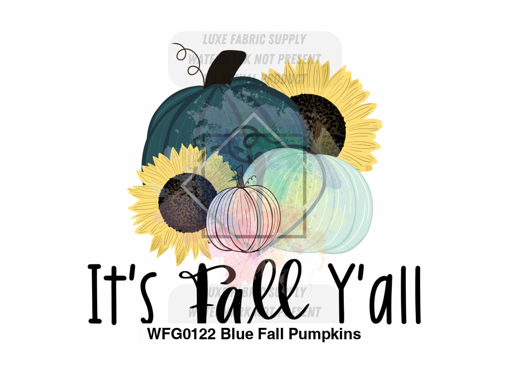 Wfg0122 Blue Fall Pumpkins Fabric