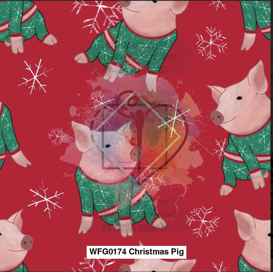 Wfg0174 Christmas Pig Fabric