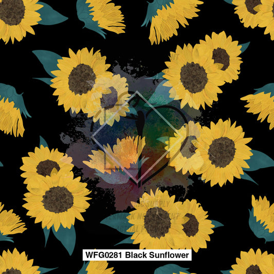 Wfg0281 Black Sunflower Fabric