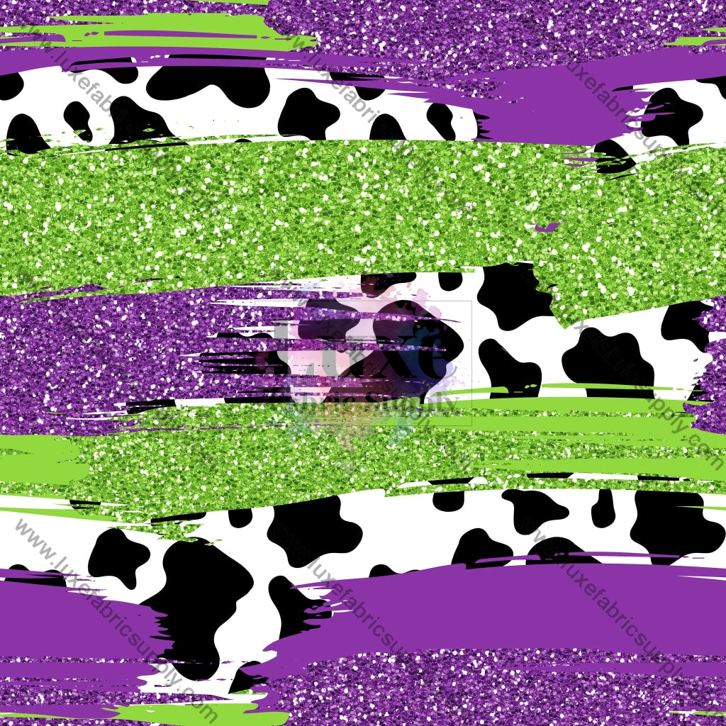 Cow Print Purple Green Stroke Fabric Fabrics