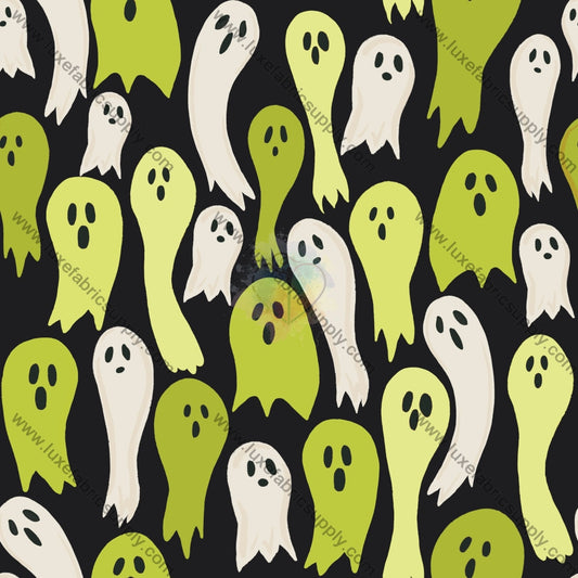 Sm00034 - Spooky Green Ghosts Fabric Fabrics