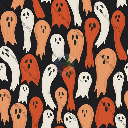 Sm00035 - Spooky Orange Ghosts Fabric Fabrics