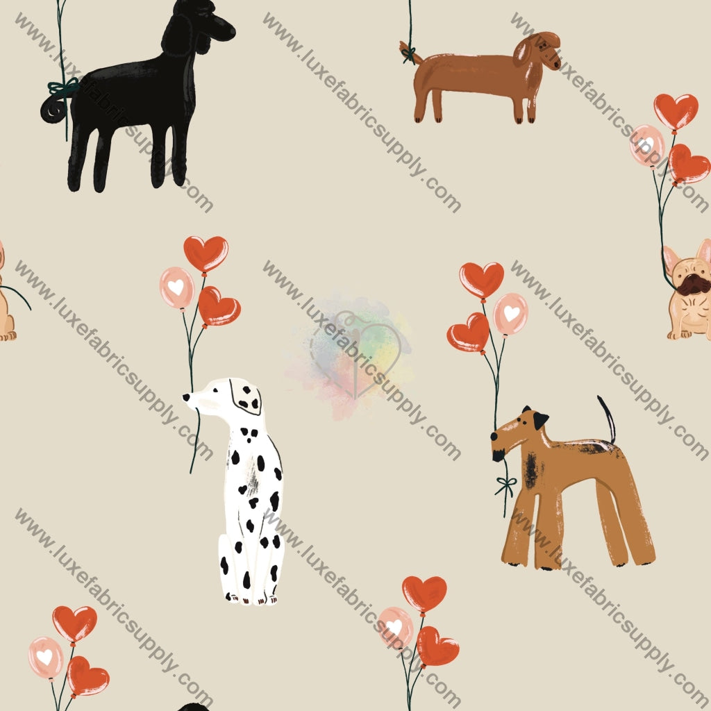 Sm00058 - Valentines Day Dogs Pink Background Fabric Fabrics